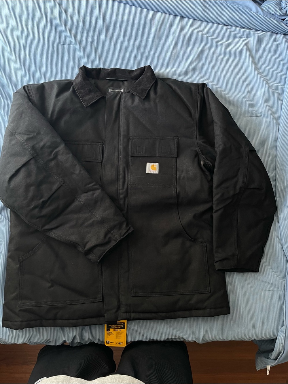Carhartt Black Men's Field Coat with Logo Patch